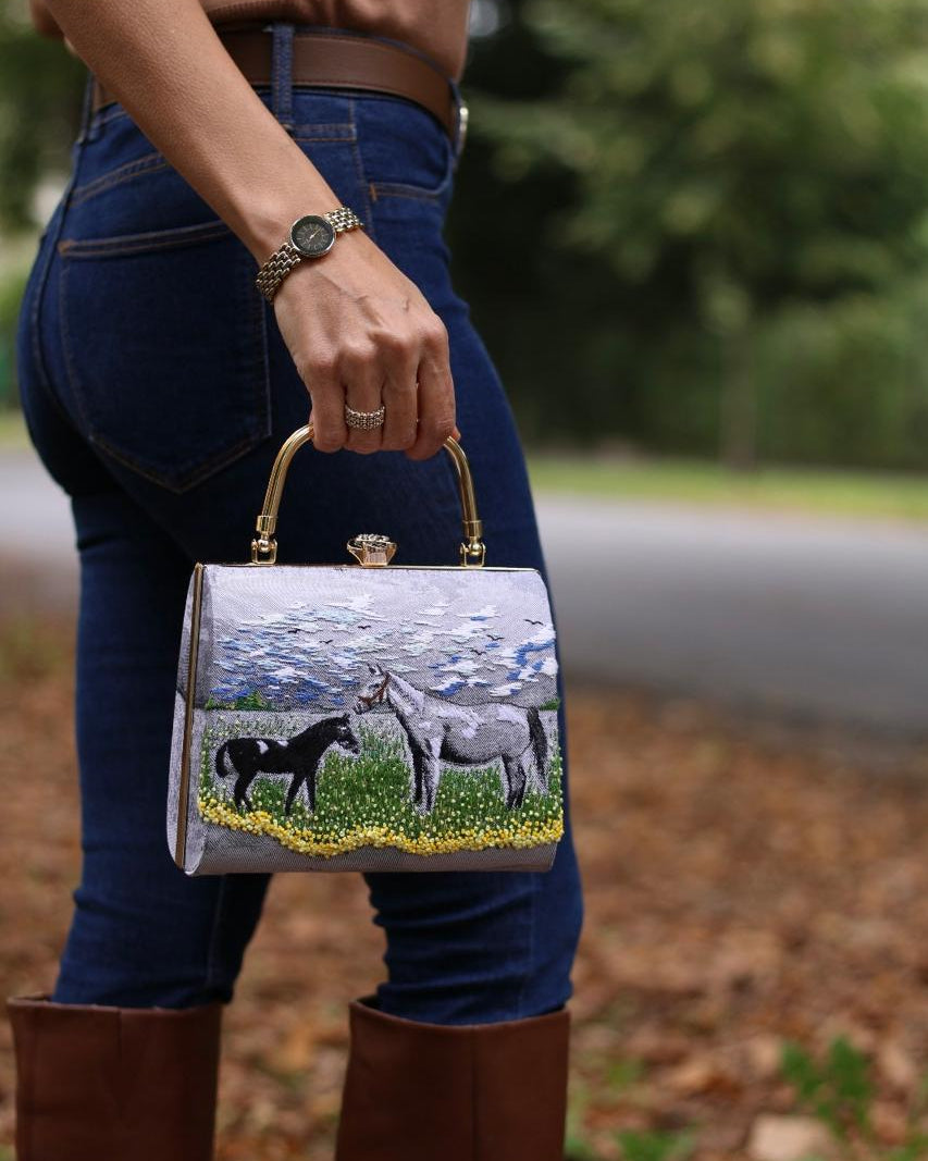 Embroidered Horse Scene Bag