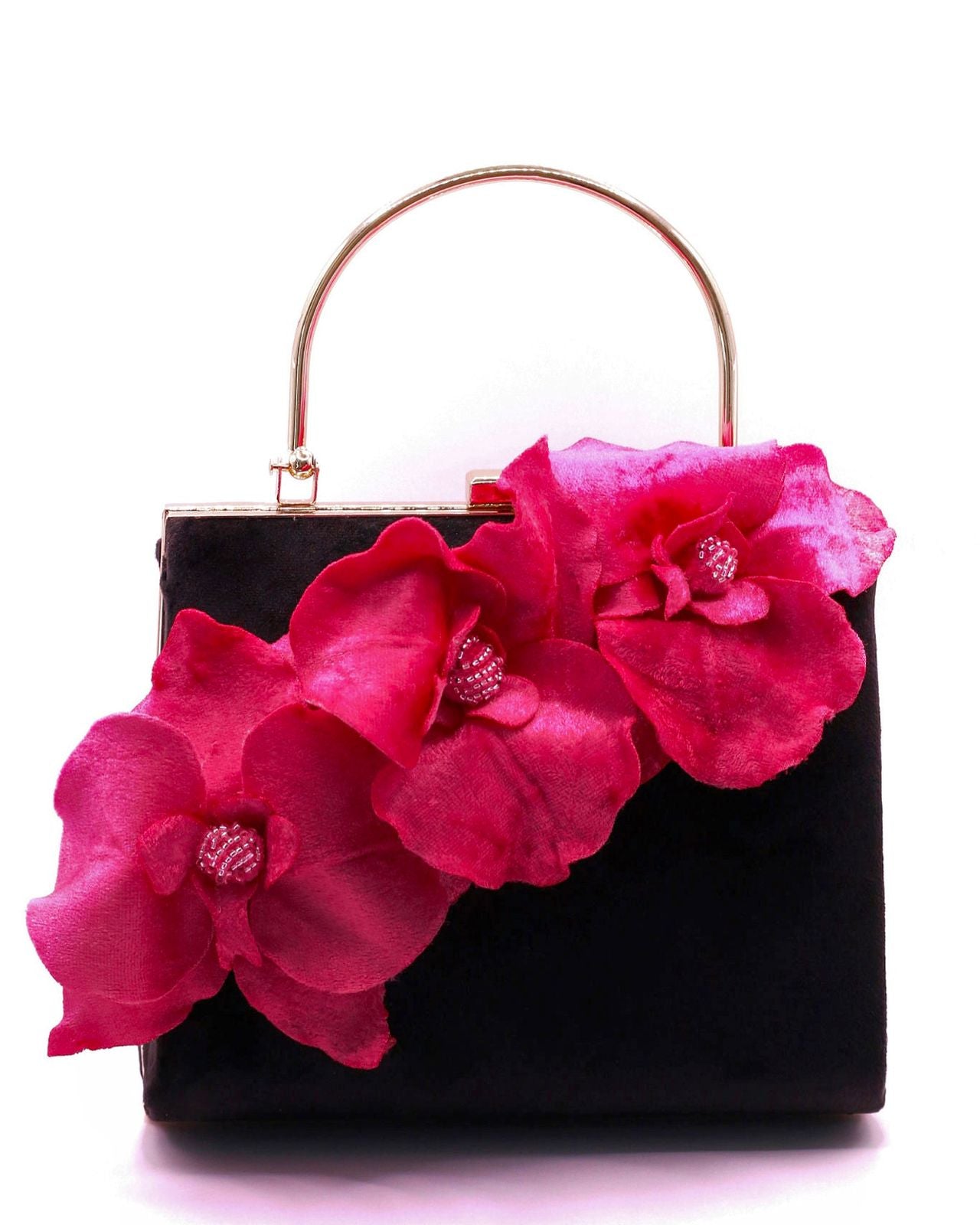 Black velvet with Pink Flower