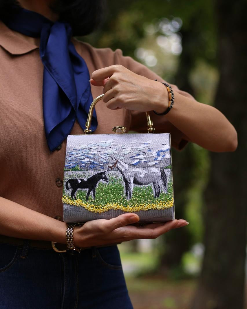 Embroidered Horse Scene Bag