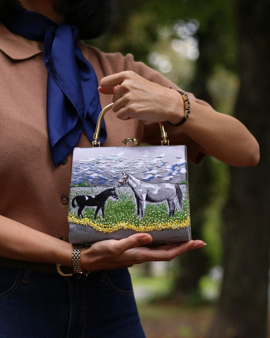 Embroidered Horse Scene Bag