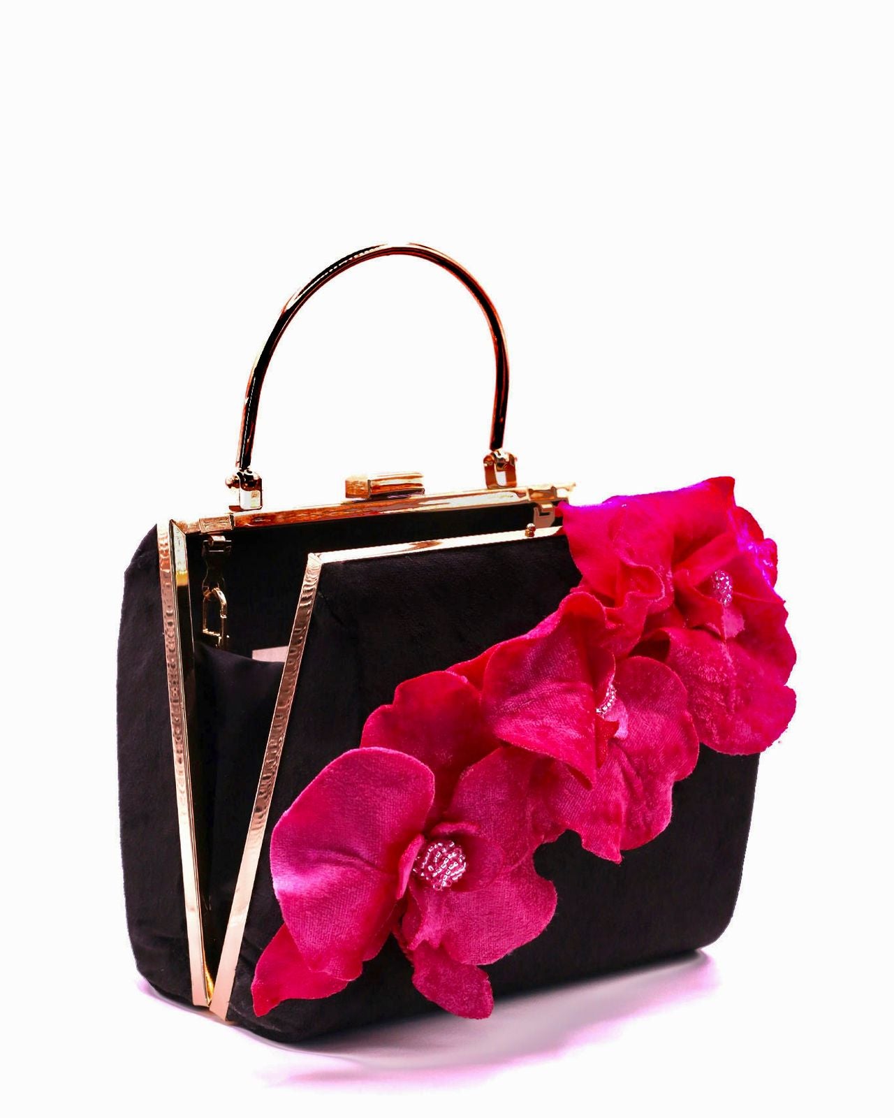 Black velvet with Pink Flower
